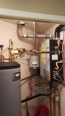IBC boiler with an indirect hot water tank